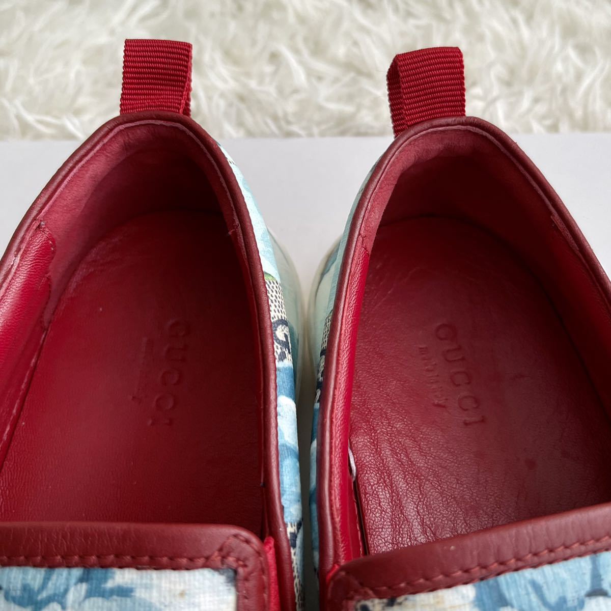 美品 グッチ GUCCI スリッポン スニーカー GG ボタニカル PVC レザー 6 