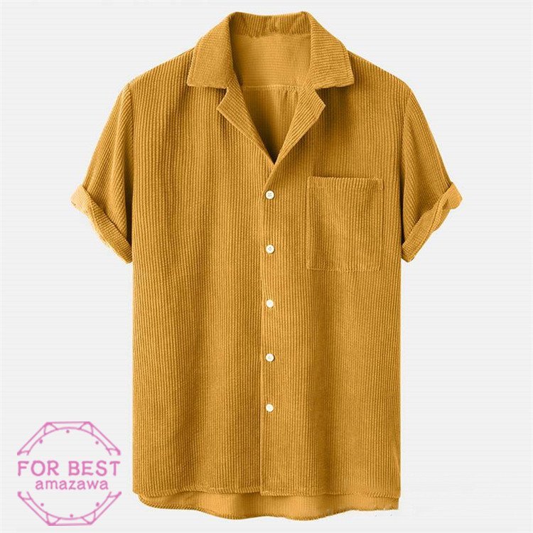 ハーフパンツ コーデュロイ 大きいサイズ 開襟シャツ 無地 上下セット メンズ セットアップ ジャージ 夏 半袖シャツ ハーフパン_8
