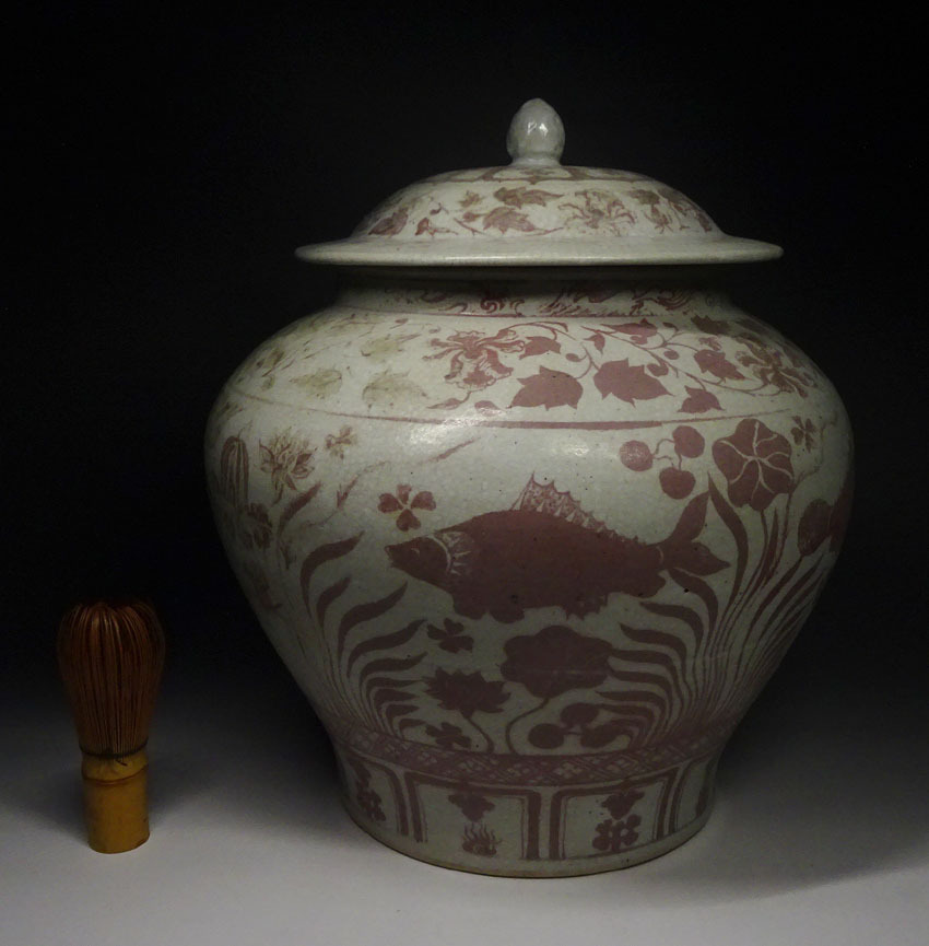 古染付蓮華文皿 清時代 在銘 箱付 唐物 中国古董 古美術 骨董品 - 古染