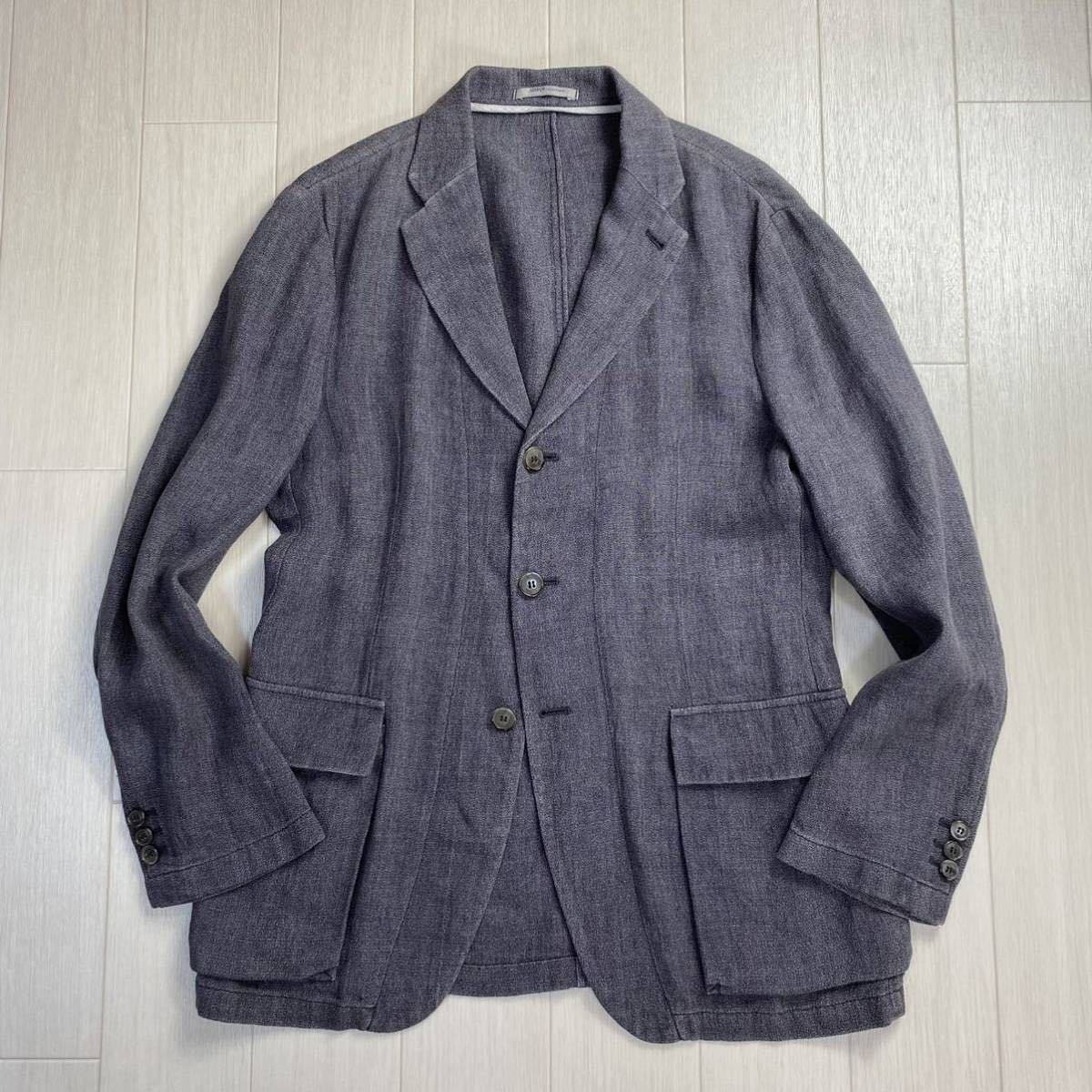 【アルマーニ/ARMANI COLLEZIONI】 麻100％ リネンジャケット 編込みメランジ 清涼仕立て メンズ スーツ 秋夏 (46 M～L グレー)