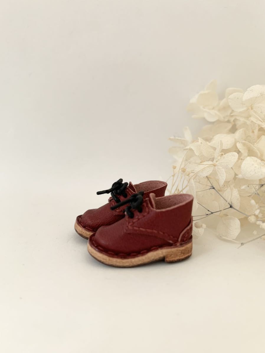 オビツ11＊ミディブライス＊ハンドメイド ワイン シューズ ミニチュア