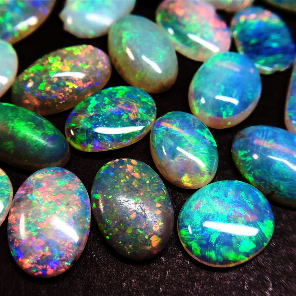 遊色効果抜群!!［天然オパール49点おまとめ 100ct］ルース 裸石 宝石 ジュエリー jewelry opal 遊色 虹 DG5②