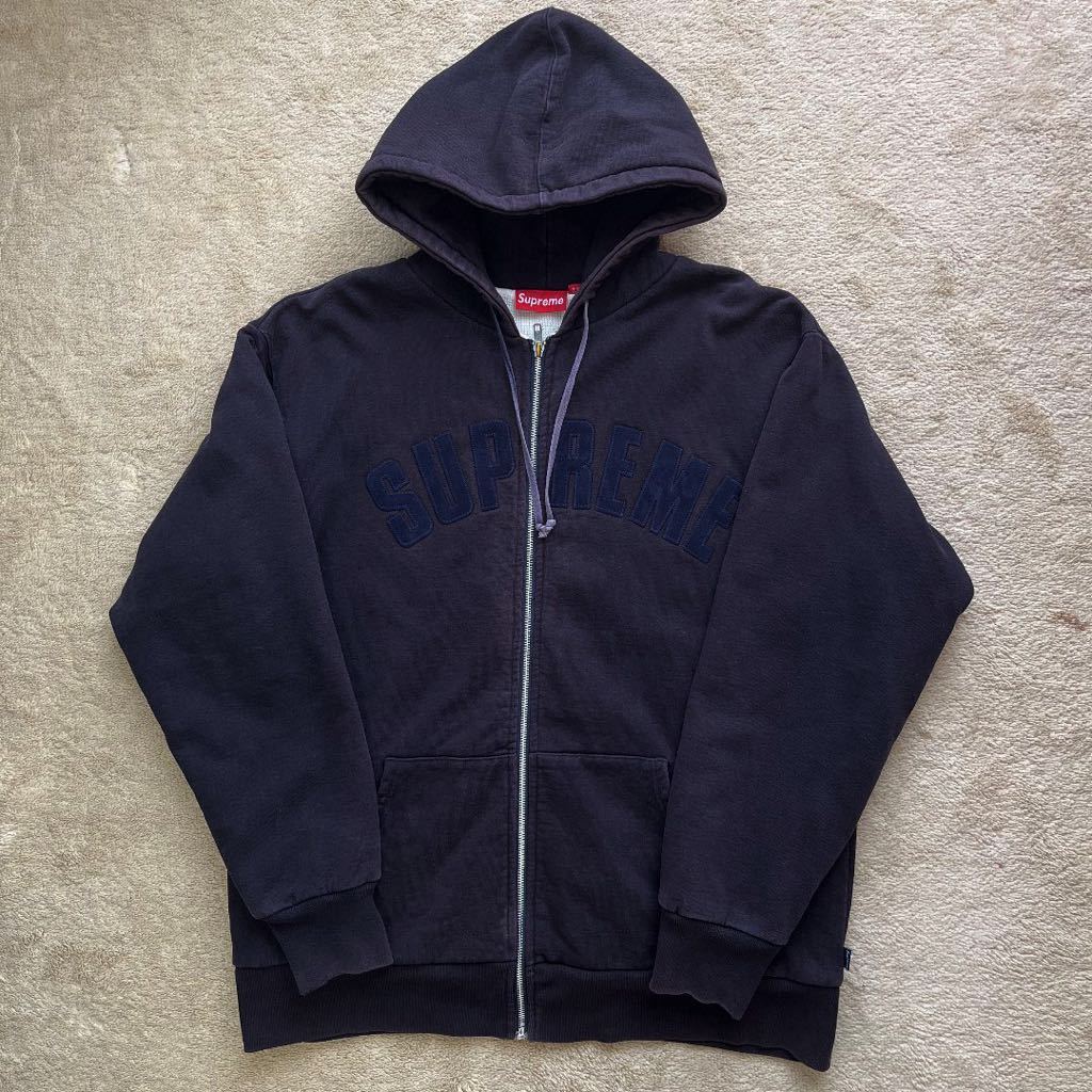 XL】OLD SUPREME ARCH LOGO THERMAL ZIP UP HOODIE ロゴ パーカー 初期  