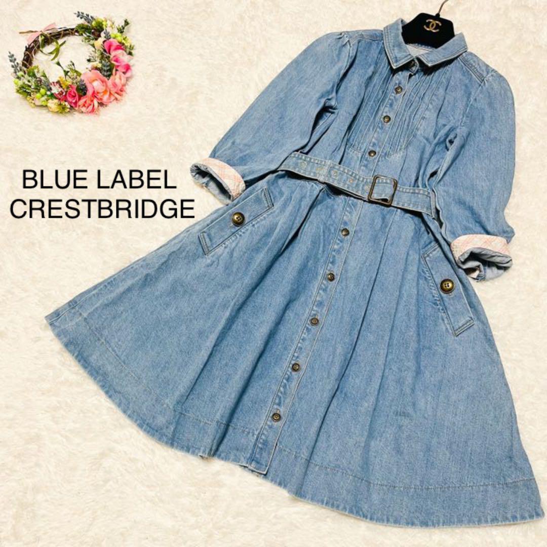 人気SALE，送料無料 ブルーレーベルクレストブリッジ BLUE LABEL CRESTBRIDGE デニム ワンピース 金ボタン ホース 青 38(Mサイズ)｜売買されたオークション情報、yahooの商品情報をアーカイブ公開 - オークファン Mサイズ
