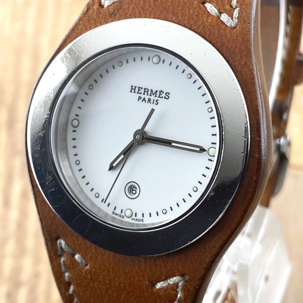 1円〜】HERMES エルメス 腕時計 メンズ アーネ HA3.410 ホワイト文字盤 