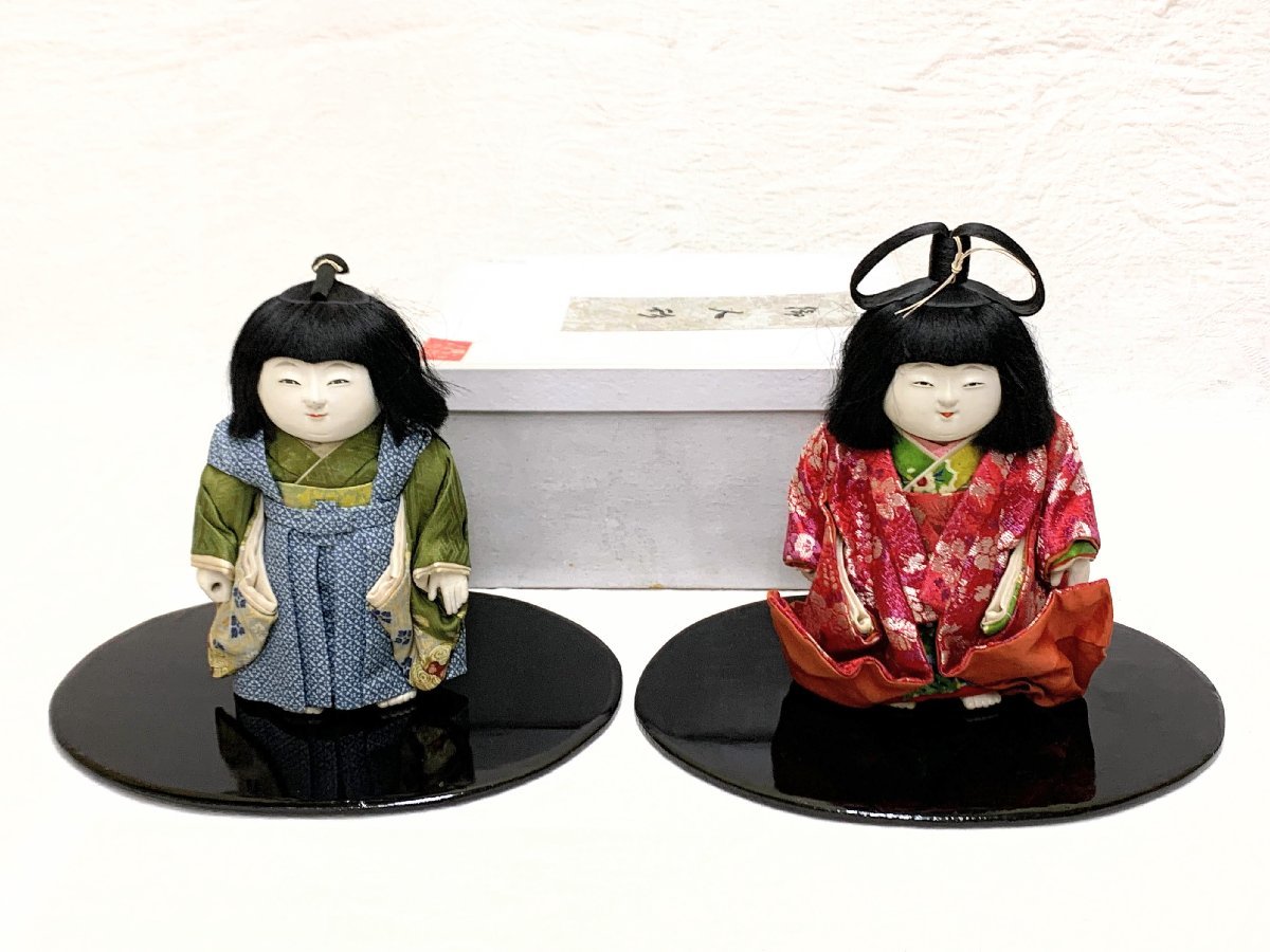 10570/京都旧家蔵出し 雛人形 夫婦人形 立雛 伊豆倉衣裳附 御所人形 京
