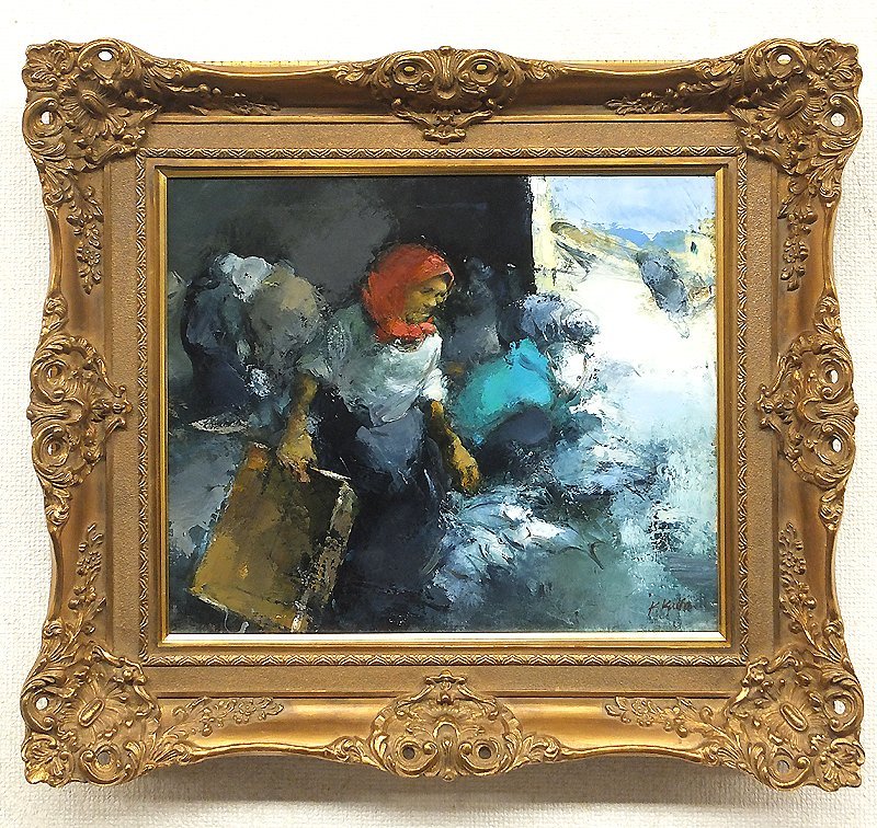 GLC 工藤和男 市場の女 油彩8号 日展評議員 創元会