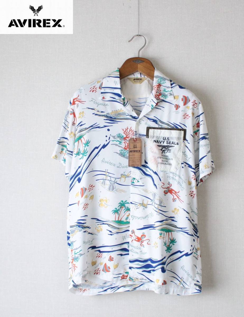 SALE，大得価 AVIREX アヴィレックス CUSTOM HAWAIIAN SHIRT NAVY SEALS 半袖シャツ L 6195117 定価9 800 レーヨン アロハ ミリタリー(半袖シャツ)｜売買されたオークション情報、yahooの商品情報をアーカイブ公開 - オーク 男性用
