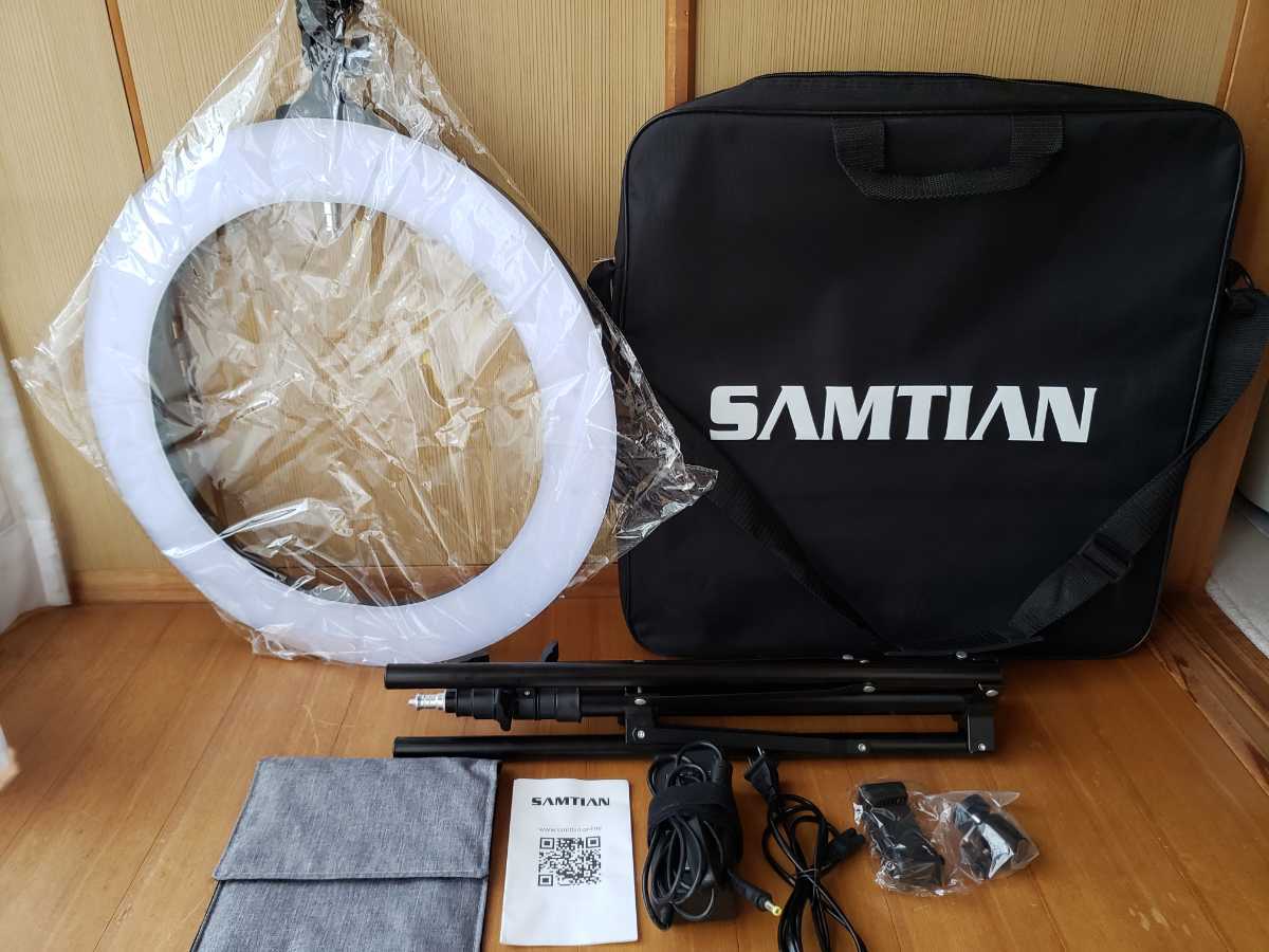 ☆SAMTIAN 48㎝/18in LEDリングライト 動作確認 白 撮影ライト Tiktok 