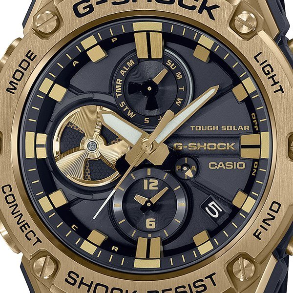 即決あり【G-SHOCK G-STEEL Gスチール ゴールド ブラック ソーラー Bluetooth クロノグラフ メンズ腕時計】GST-B100GB-1A9JF　新品　国内正