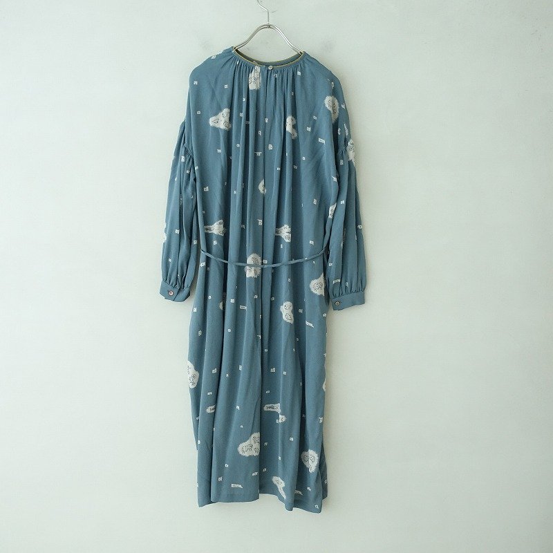 mina perhonen ミナペルホネン *hopee リネン つづく ■【美品/定価8.3万】ミナペルホネン mina perhonen *trois ワンピース*36刺繍プルオーバーギャザー絹シルクグレーブルー0622【40H22】
