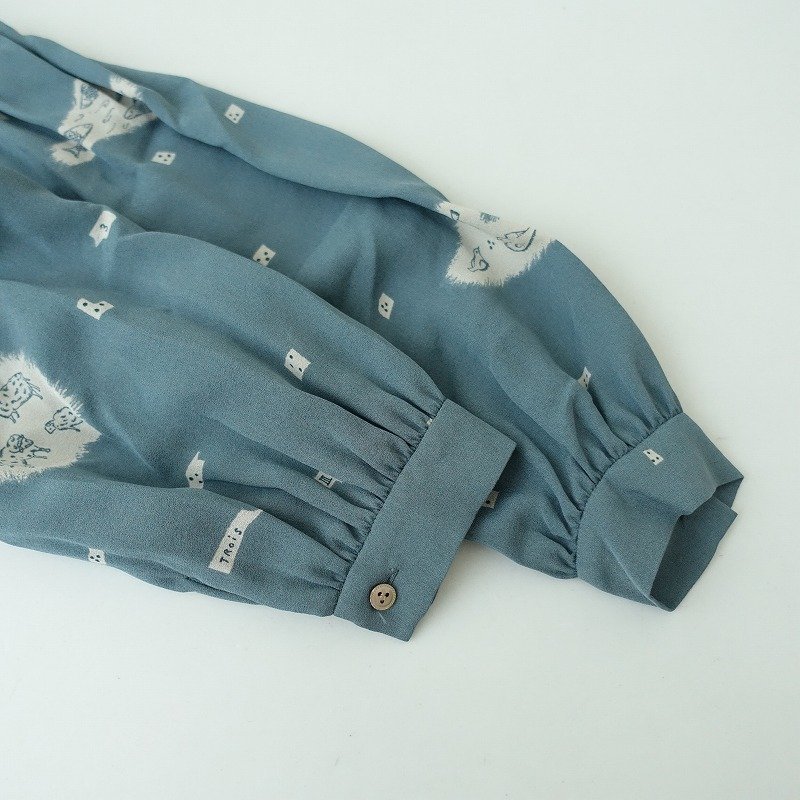 mina perhonen ミナペルホネン *hopee リネン つづく ■【美品/定価8.3万】ミナペルホネン mina perhonen *trois ワンピース*36刺繍プルオーバーギャザー絹シルクグレーブルー0622【40H22】
