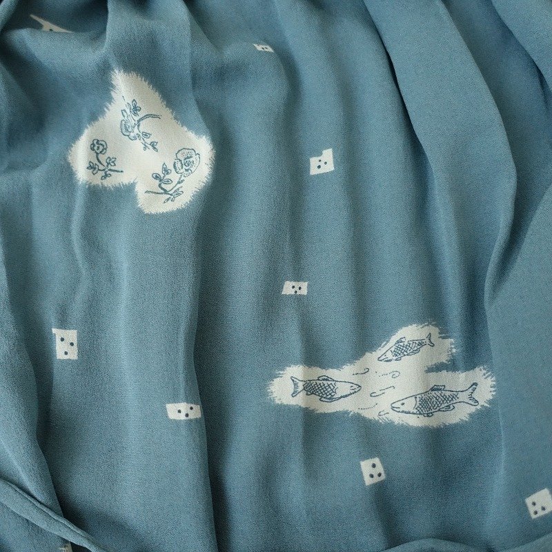 mina perhonen ミナペルホネン *hopee リネン つづく ■【美品/定価8.3万】ミナペルホネン mina perhonen *trois ワンピース*36刺繍プルオーバーギャザー絹シルクグレーブルー0622【40H22】