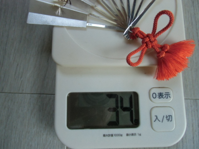 純銀製 置物 武比古作 純銀刻印有 約34g 金属工芸 扇 ガラスケース付き -
