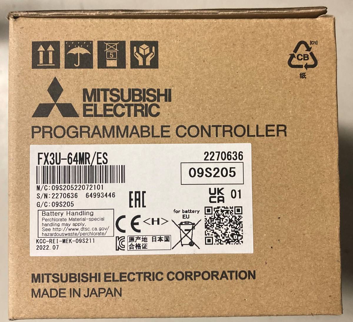 ☆新品・未使用品　三菱電機 マイクロシーケンサ基本ユニット FX3U-64MR/ES