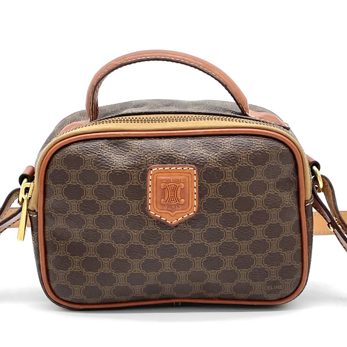 80-4 セリーヌ CELINE マカダム柄 バニティ バッグ PVC レザー 80-4 セリーヌ CELINE マカダム柄 バニティ バッグ PVC レザー 1円