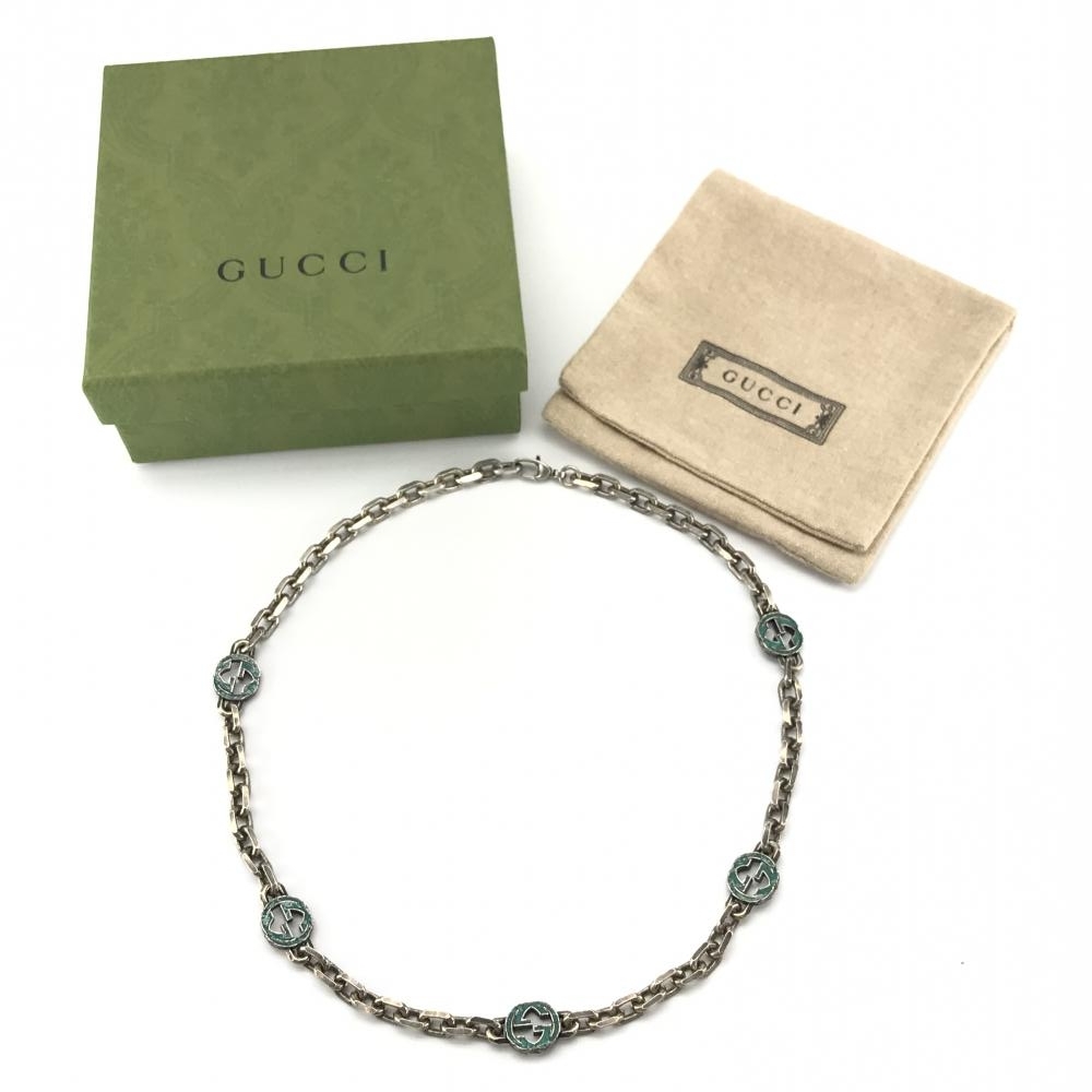 GUCCI グッチ 658126 インターロッキングG エナメル メンズ ネックレス