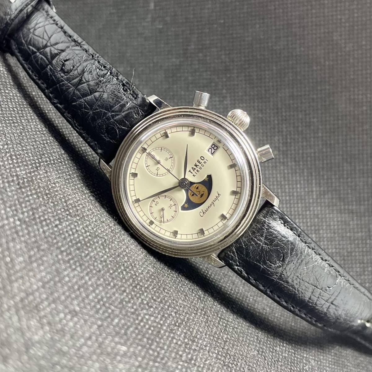 クロノグラフ ムーンフェイズ ムーンフェイス タケオキクチ TAKEO 