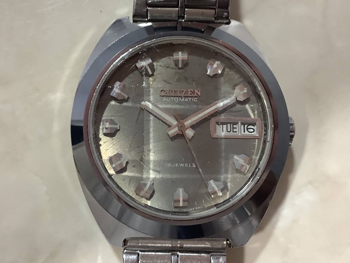 1円〜 稼働品 CITIZEN シチズン 自動巻き 26石 4-722132-K カット 