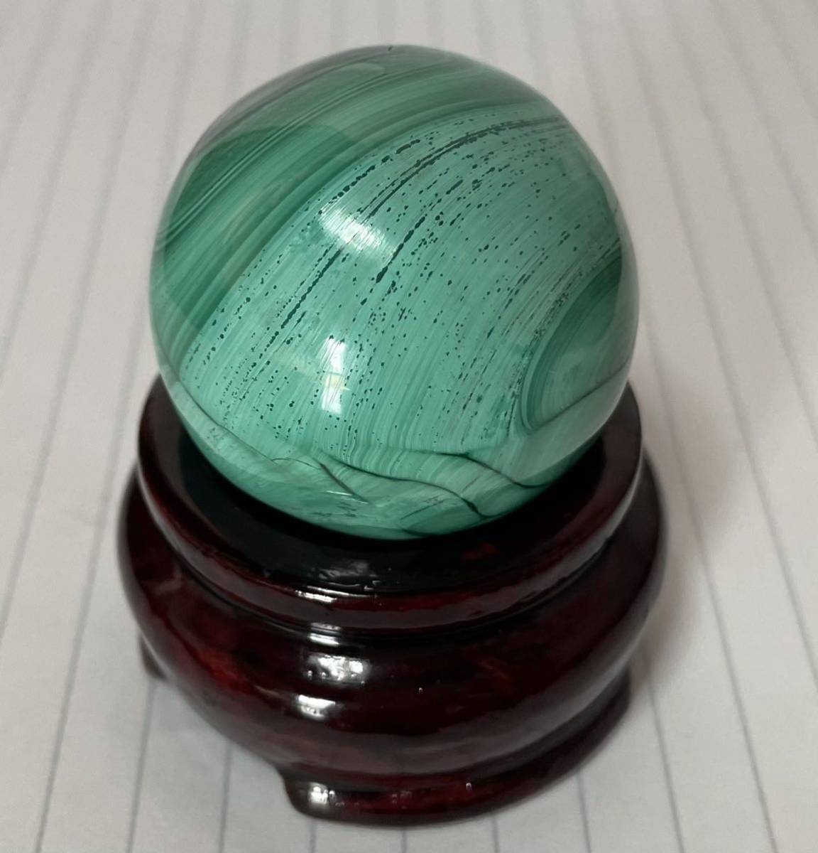 マカライト 孔雀石 丸玉 006 スフィア 天然石 置物インテリア