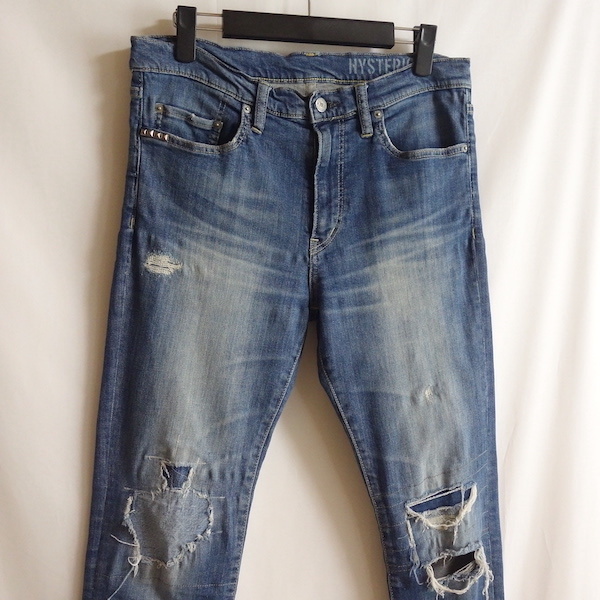 HYSTERIC GLAMOUR ヒステリックグラマー 0261AP14 - デニム KPR加工 ISKO スタッズ 0 スキニー（ブランドヒステリックグラマー）（ズボン・パンツ 定価39600円 ストレッチデニム ヒステリックグラマー☆超名作 人気ブラック&amp;スリム☆ストレッチ glamour（メンズファッション）の通販