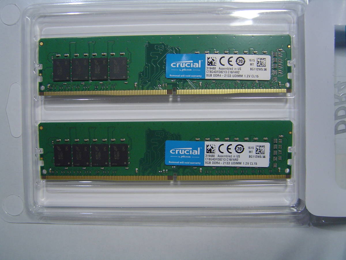 crucial / DDR4-2133 UDIMM 1.2V CL15 8GBx2枚 = 16GB / 中古