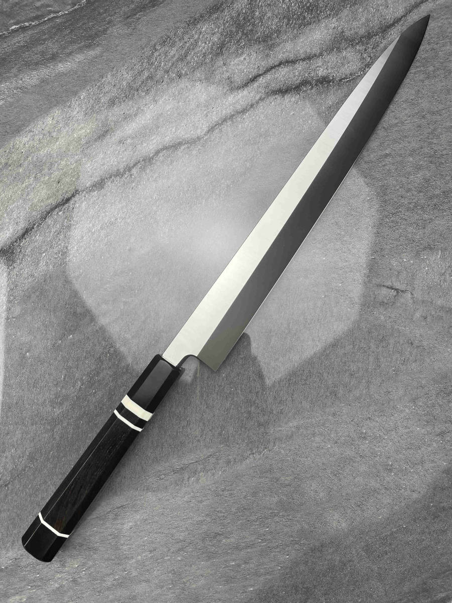 美しい 尺寸 柳刃包丁 V金10号 刺身包丁 和包丁牛刀 黒檀黒水牛八角柄 