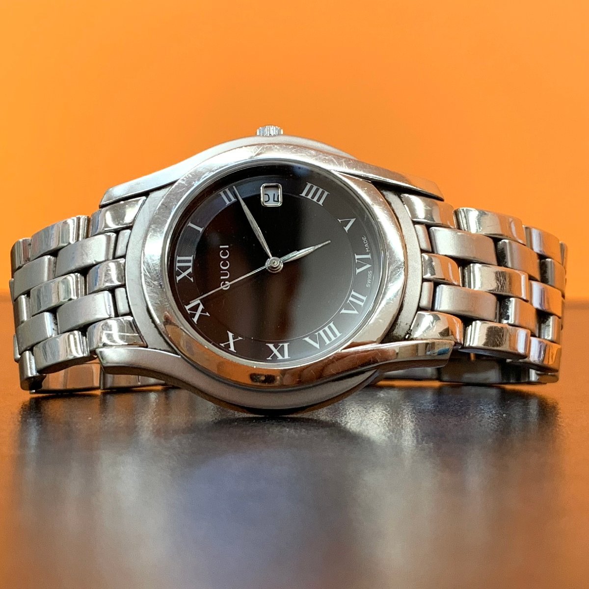 稼動品 グッチ GUCCI メンズ 腕時計 101J ブラック文字盤 クォーツ