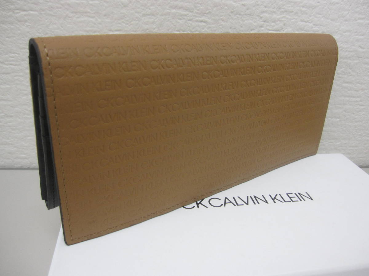 数量限定，新品 カルバンクライン 定価1.98万 牛革 長財布 ロングウォレット 茶 キャメル 箱付き(長財布（小銭入れあり）)｜売買されたオークション情報、yahooの商品情報をアーカイブ公開 - オークファン 長財布（小銭入れあり）