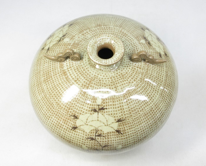青坡窯 李段九 韓国人間文化財 Y913 個展図録品 高麗青磁二重透彫 韓国