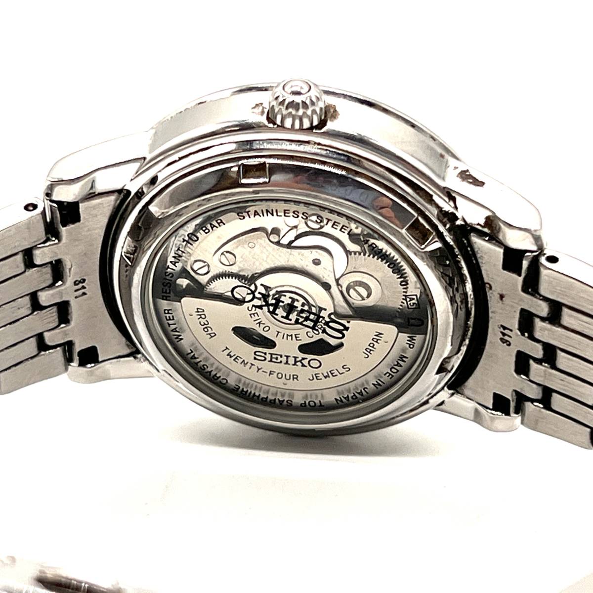 □SEIKO セイコー SARY025 4R36-00Y0 プレサージュ デイデイト 裏スケ 