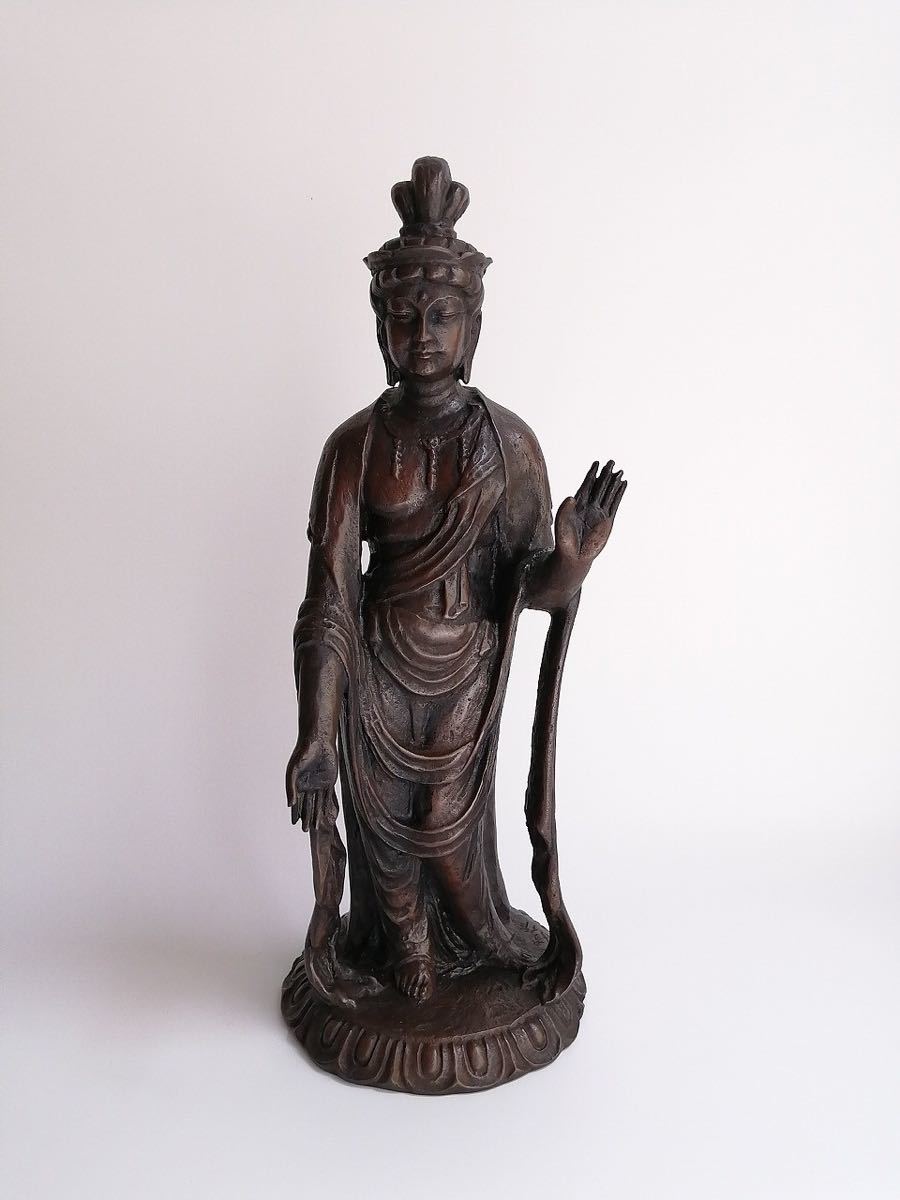 仏教美術 観音菩薩像 友江正彦 『 和み 』ブロンズ 高さ32cm 重さ2kg