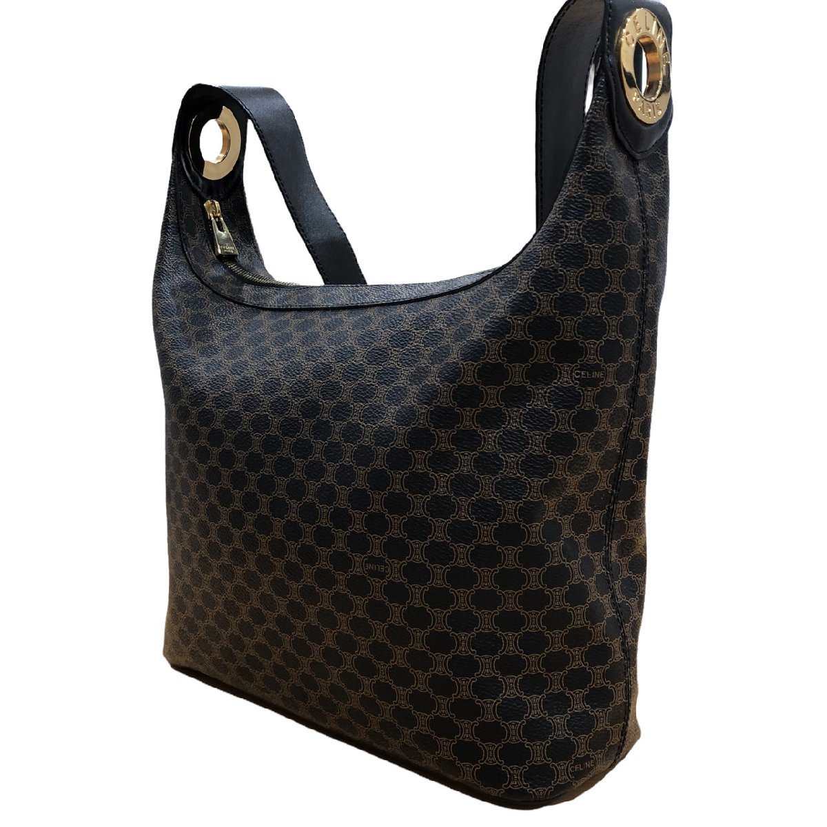 CELINE セリーヌ マカダム柄 サークル金具 ショルダーバッグ トート 