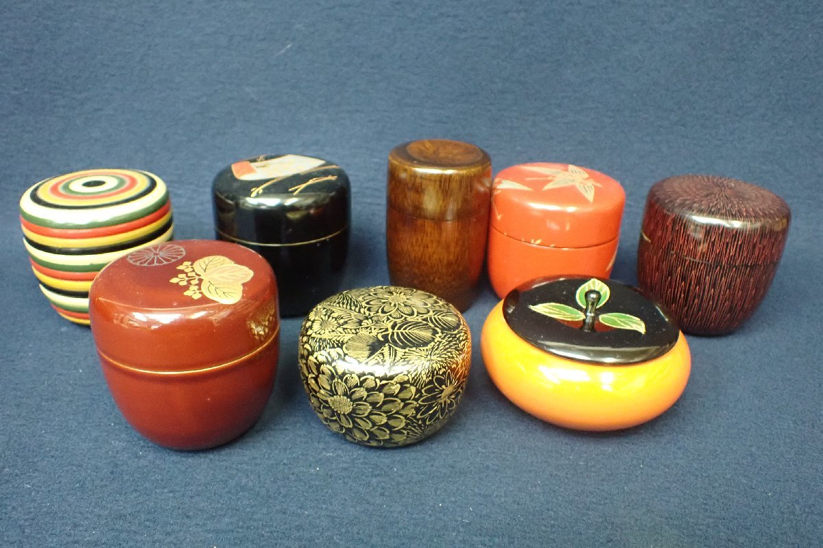 イ778 棗『鶴金蒔絵 棗 共箱』『塗師 峯清作』茶入 茶器 茶道具