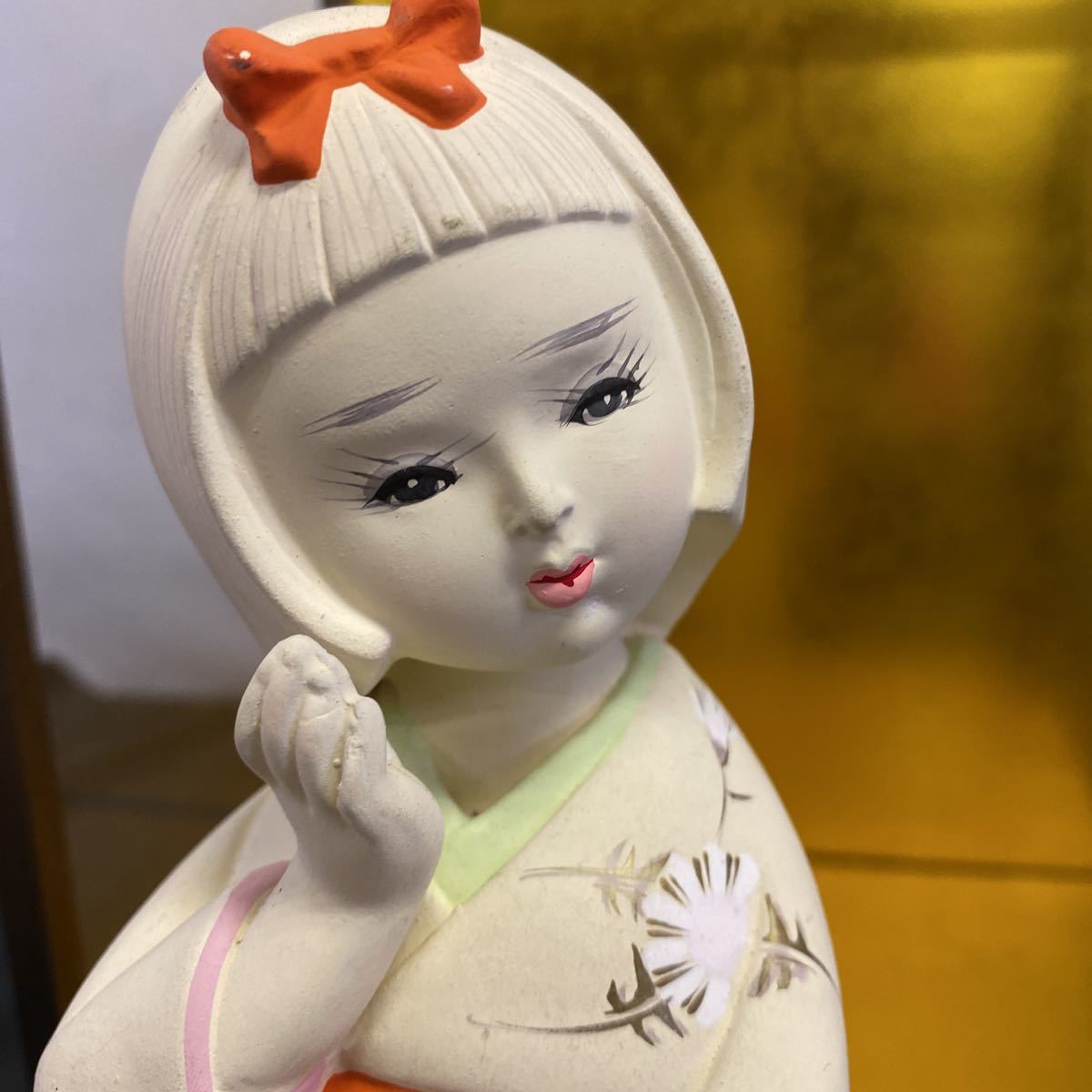 ◇1スタ 博多人形 女の子 粘土製 素焼き人形 福岡県特産 土人形 