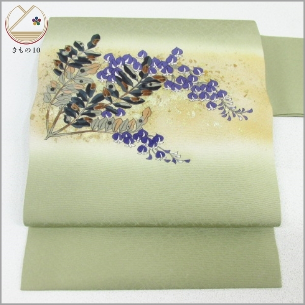  着物10 1円 絹 名古屋帯 金箔 藤の花 ぼかし お太鼓柄 九寸帯 長さ376cm 同梱可(仕立て上がり)｜売買されたオークション情報、yahooの商品情報をアーカイブ公開 - オークファン 仕立て上がり