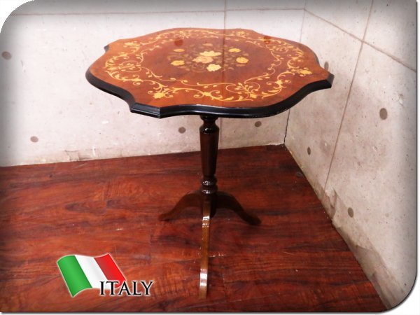 机・テーブル 美品□イタリア製□サイドテーブル□象嵌□クラシック