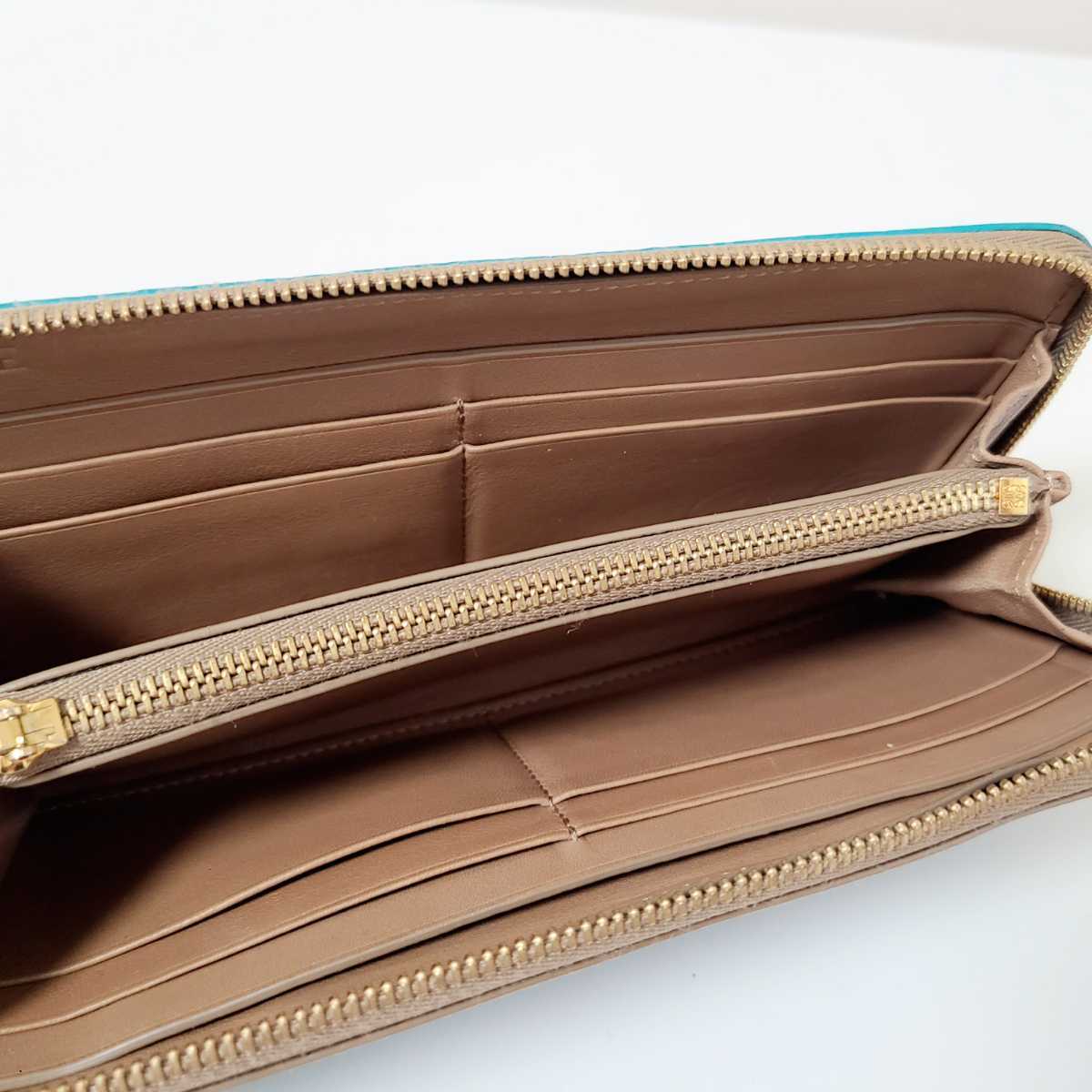 LOEWE 長財布 ラウンドファスナー バイカラー レザー ブラック×ワイン 