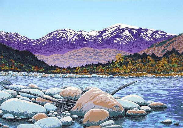 夜明けのマッターホルン 小暮真望 シルクスクリーン 夜明けの