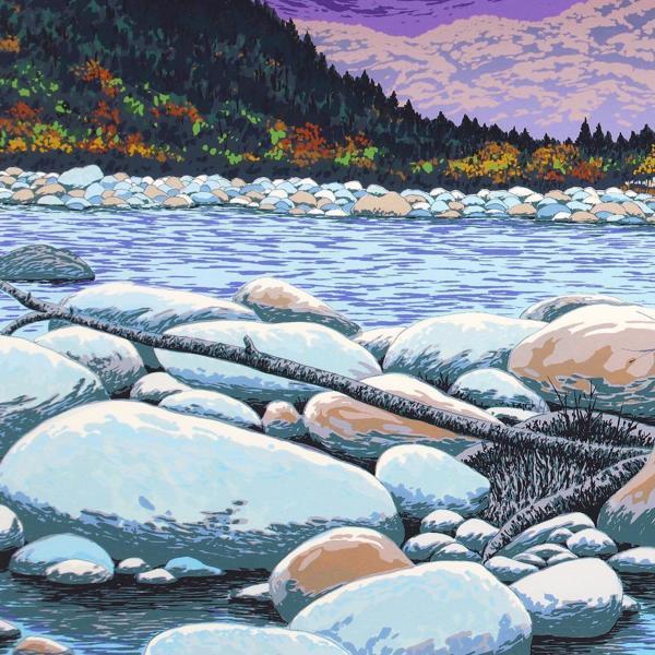 夜明けのマッターホルン 小暮真望 シルクスクリーン 夜明けの