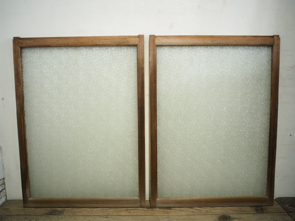 タF0270◇【H108cm×W79cm】×2枚◇アンティーク◇ダイヤガラスの古い木 