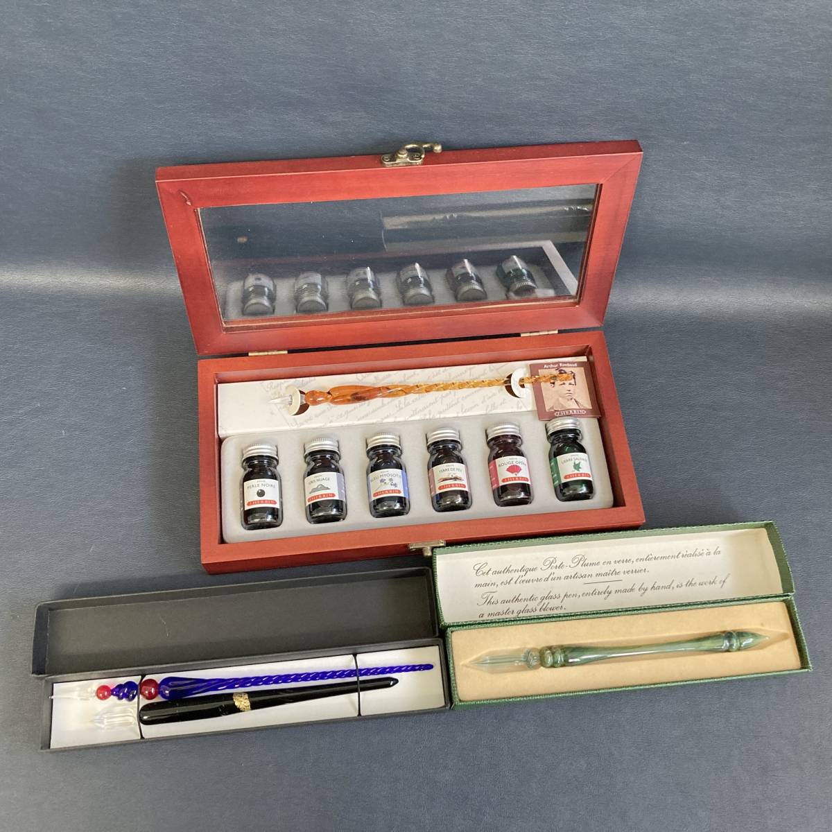 【格安，品質保証】 B0BW0101 エルバン J.HERBIN トラディショナルインク6色 ガラスペン まとめて4本 D NORE PARIS 金箔 金彩 ひねりブルー フランス製(筆記用具)｜売買されたオークション情報、yahooの商品情報をアーカ 筆記用具