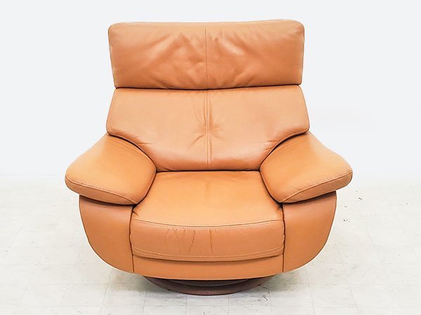 P2619【展示品】【カリモク家具】karimoku/1人掛け本革ソファ/回転