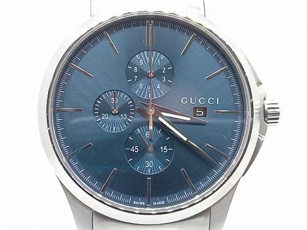 GUCCI 腕時計 Gタイムレス 126.2 ベルト約20cm ネイビー文字盤 クロノ 