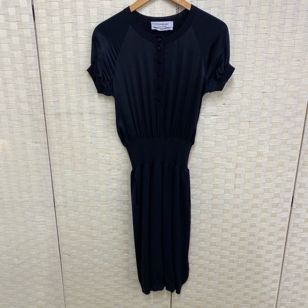 美品【Yves Saint Laurent 】ブラックワンピース サンローラン YVES SAINT LAURENT/イヴ サンローラン ワンピース 黒 ブラック モード