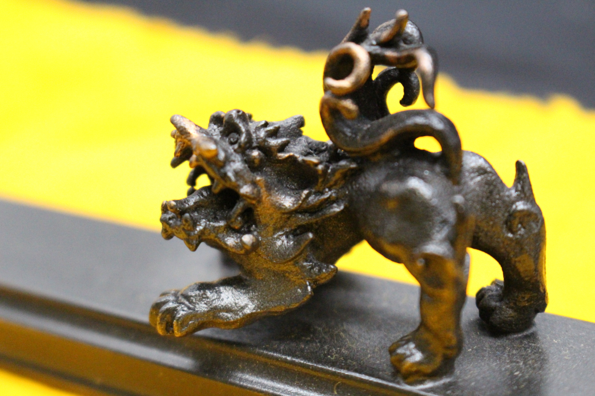 ト石】☆元威作☆ 蝋型鋳銅 文鎮 獅子文鎮 二上常太郎 二上元威 共箱