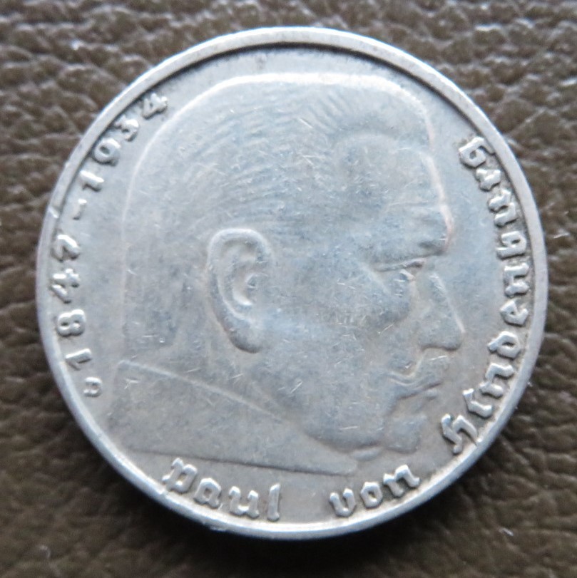 ドイツ第三帝国】2ライヒマルク銀貨(1938年)・ドイツ第三帝国占領地