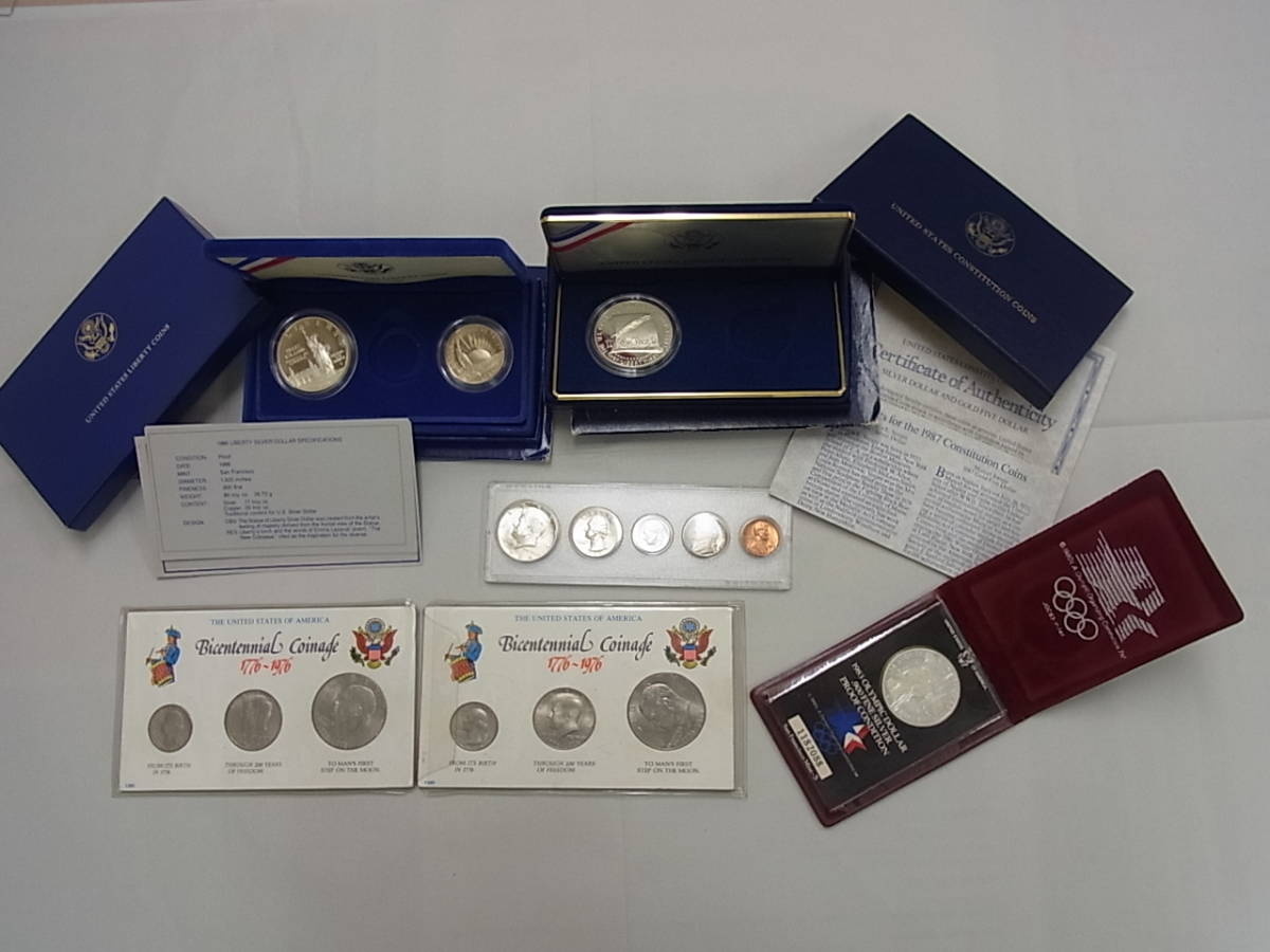 140916K08-0919K■アメリカ■1ドル銀貨×3枚含む 貨幣セット 記念硬貨 計6点 ケネディーハーフダラー 他／コイン