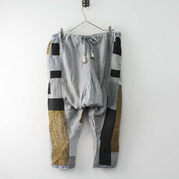 gasa grue ガサグルー パッチワークプリント リネンサルエルパンツ 