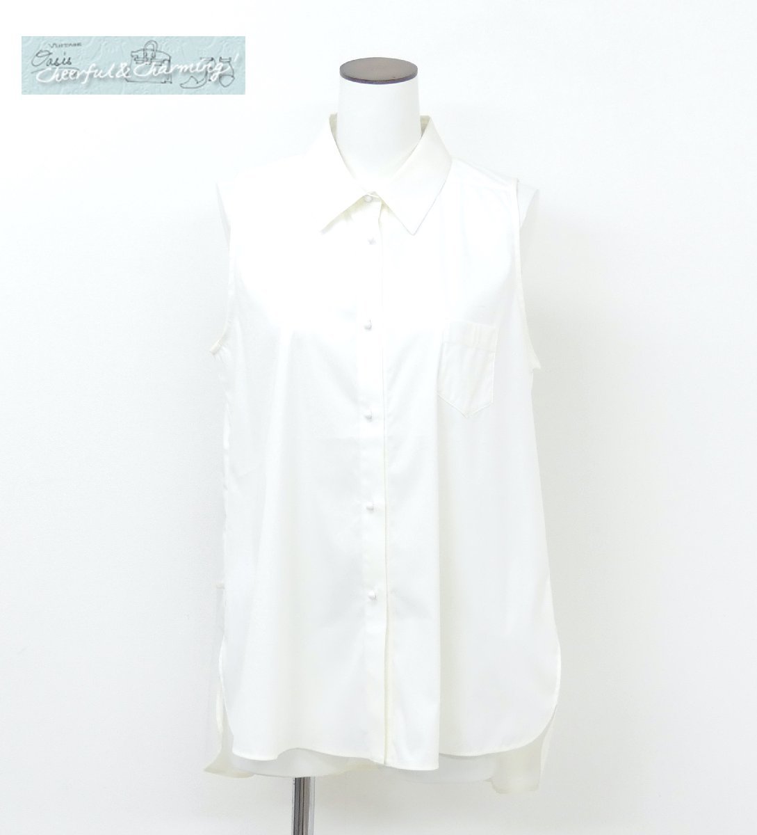 FOXEY ブラウス 42 ホワイト コットンBLEND Aライン ロゴ刺繍 29901 